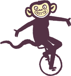 Affe mit Einrad