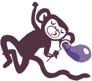 Affe mit Seifenblasen